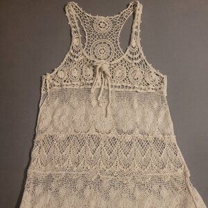 White crocheted top/cover up
